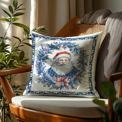 Blue Christmas Toile Pillow Covers, 18x18, Set of 2