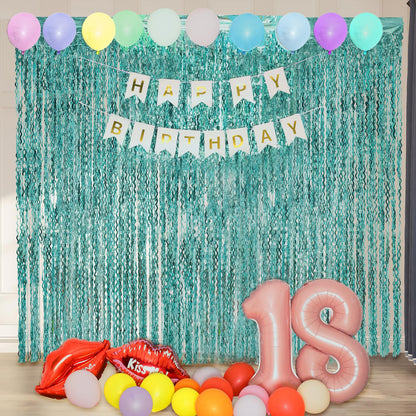 Navy Blue Foil Fringe Curtains, 4 Pack