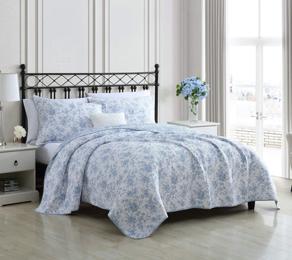 Laura Ashley Walled Garden Blue Quilt Set