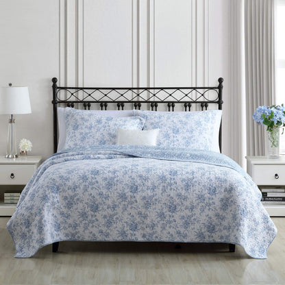 Laura Ashley Walled Garden Blue Quilt Set