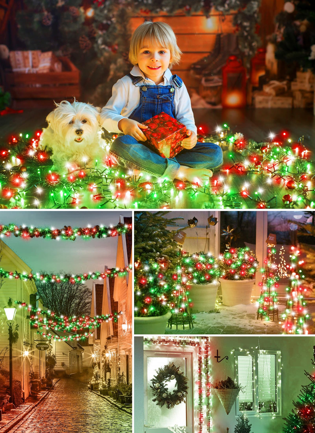 Solar Christmas String Lights, 100 LED, 40 ft