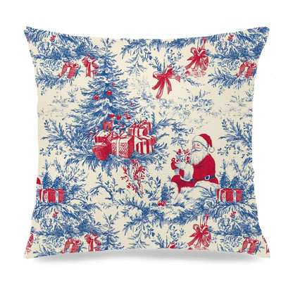 Blue Christmas Toile Pillow Covers, 18x18, Set of 2