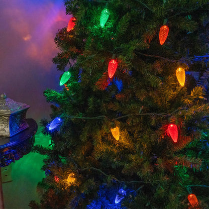 Blue C9 LED Christmas Light Set, 25 Bulbs