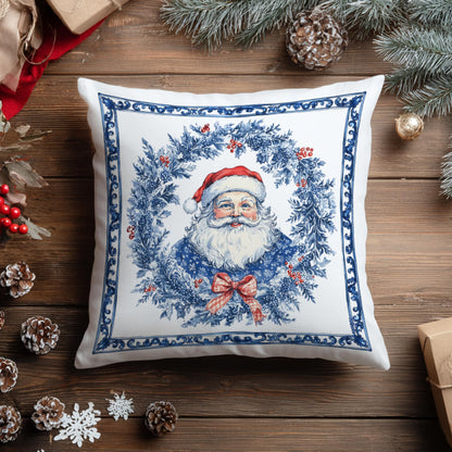 Blue Christmas Toile Pillow Covers, 18x18, Set of 2