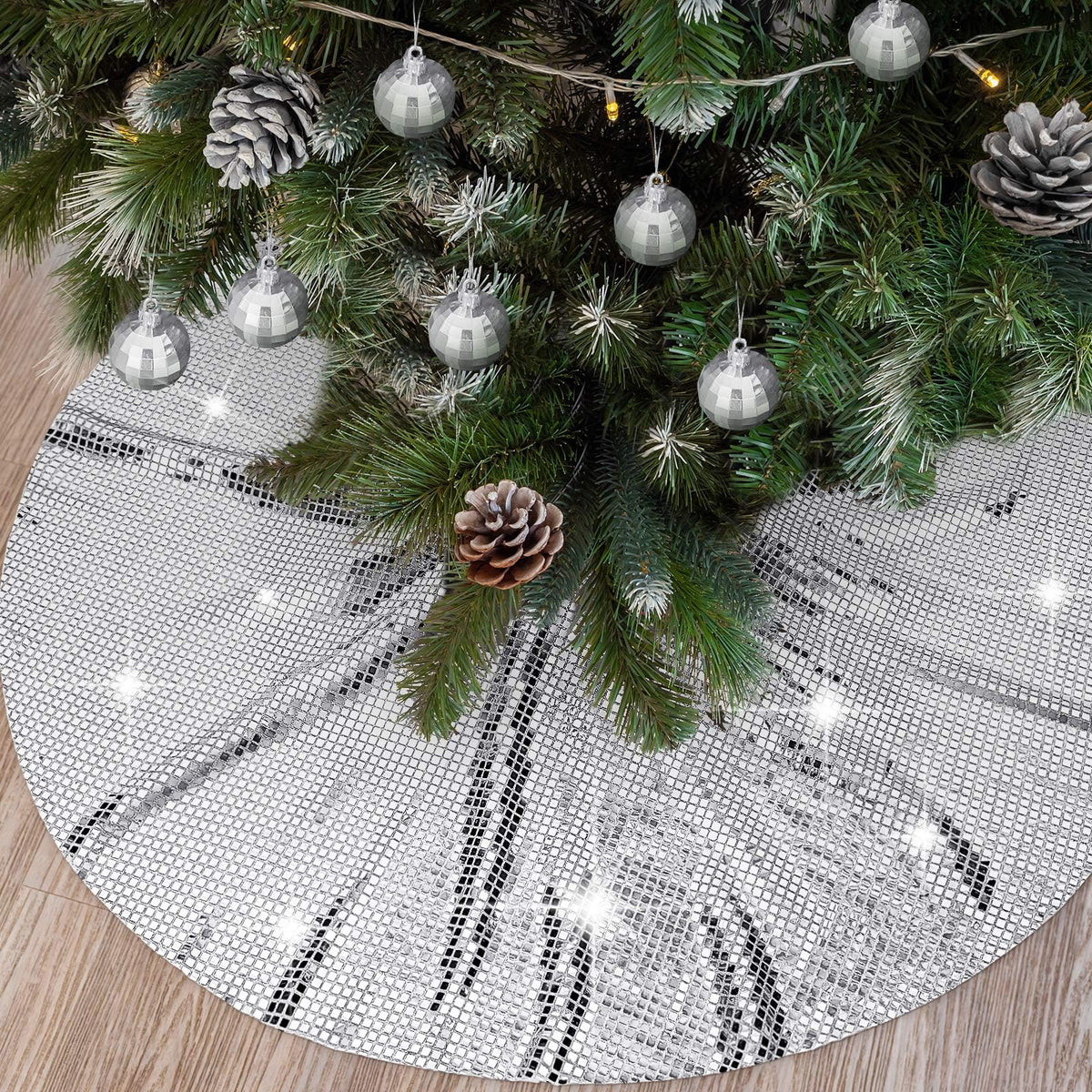 Blue and White Floral Velvet Tree Skirt, 48 Inch