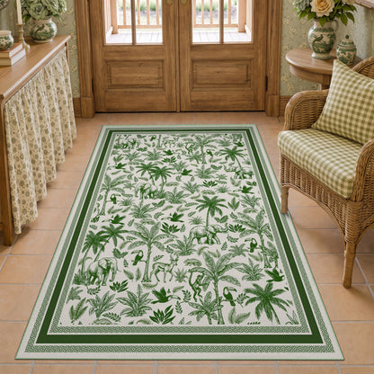 Washable French Toile Area Rug
