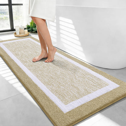 Navy and White Microfiber Bath Rug, 36 x 24