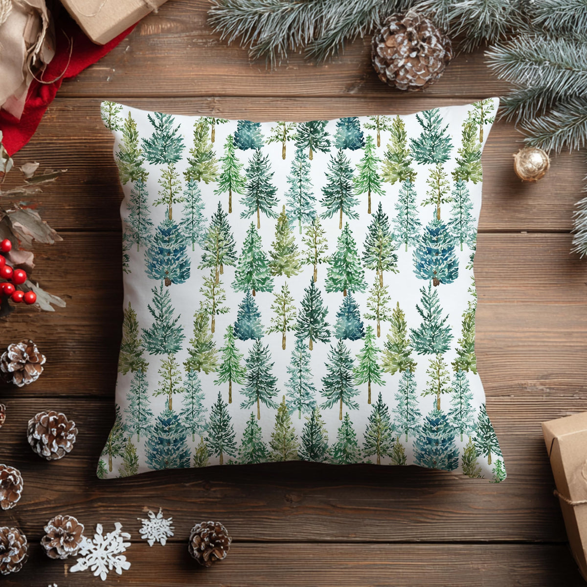 Blue Christmas Toile Pillow Covers, 18x18, Set of 2