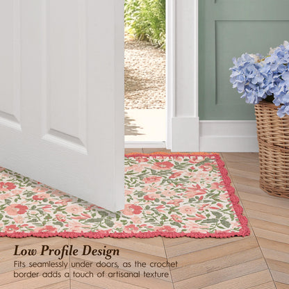 Laura Ashley Indigo Floral Crochet Border Runner Rug