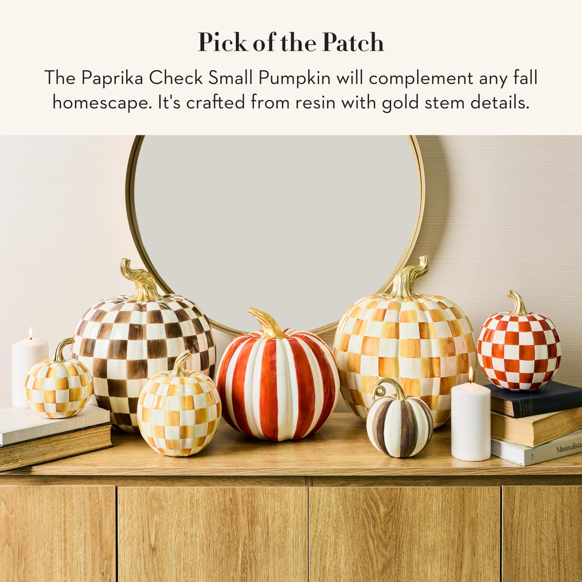 MacKenzie-Childs Resin Pumpkin, Royal Check