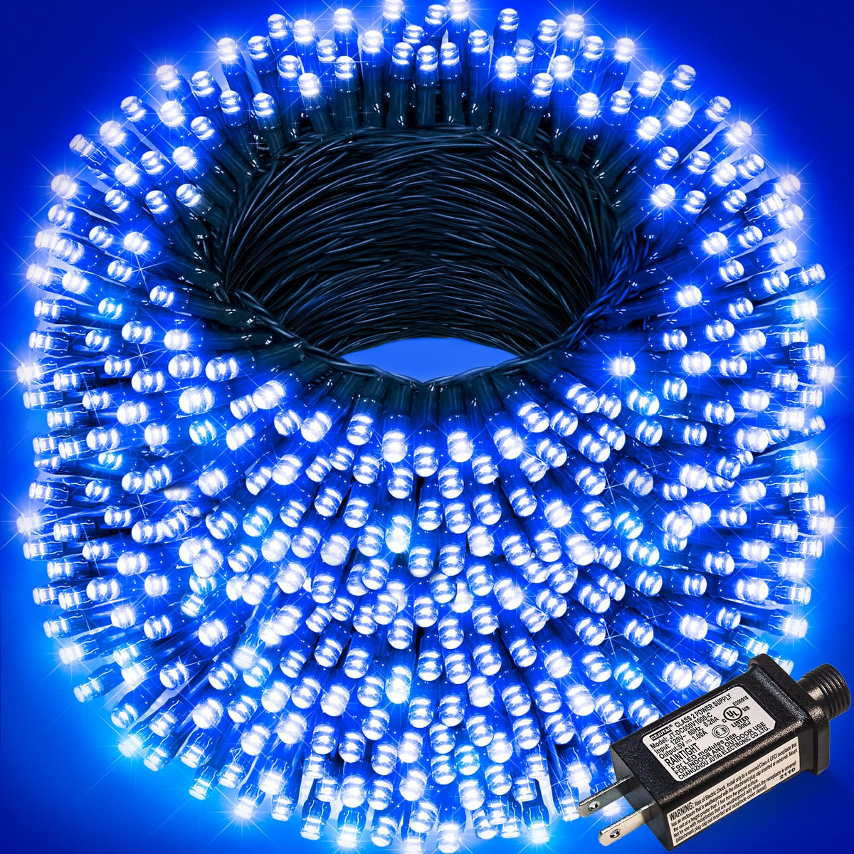Blue and White Christmas Lights, 100 ft