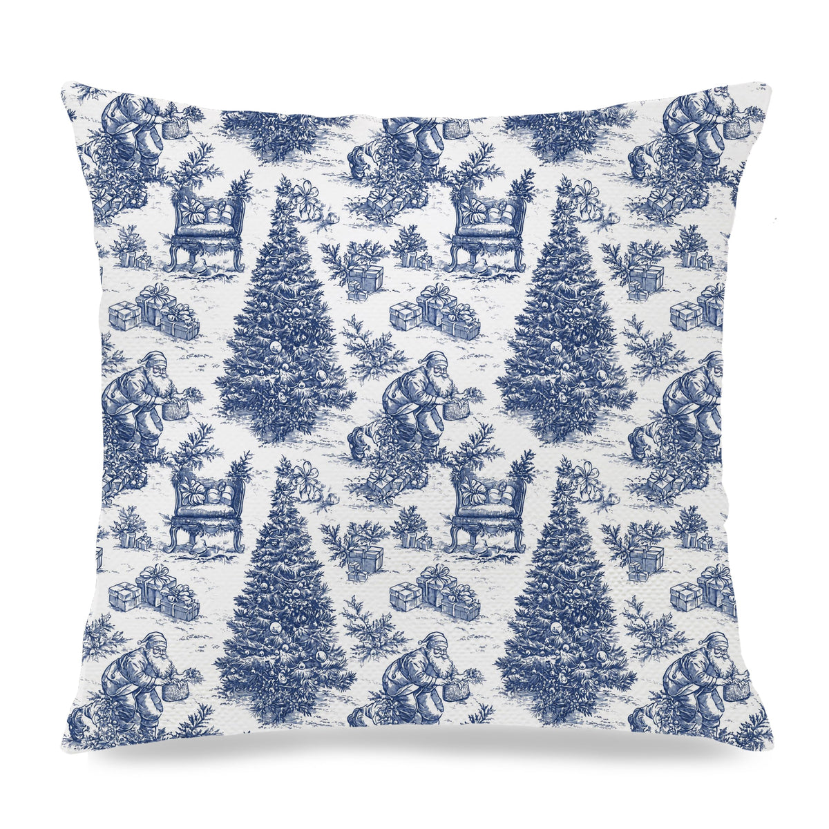 Blue Christmas Toile Pillow Covers, 18x18, Set of 2