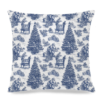 Blue Christmas Toile Pillow Covers, 18x18, Set of 2