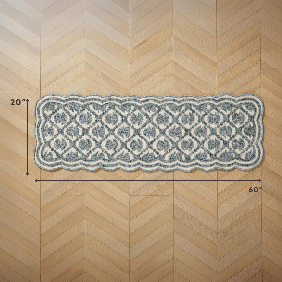 Laura Ashley Scalloped Washable Runner Rug