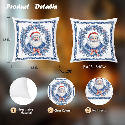Blue Christmas Toile Pillow Covers, 18x18, Set of 2