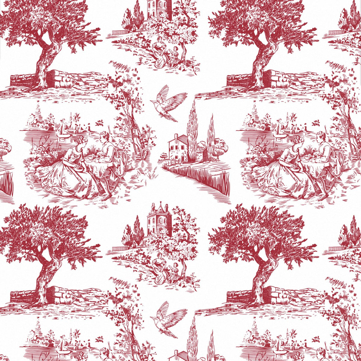 Reversible Toile Christmas Wrapping Paper