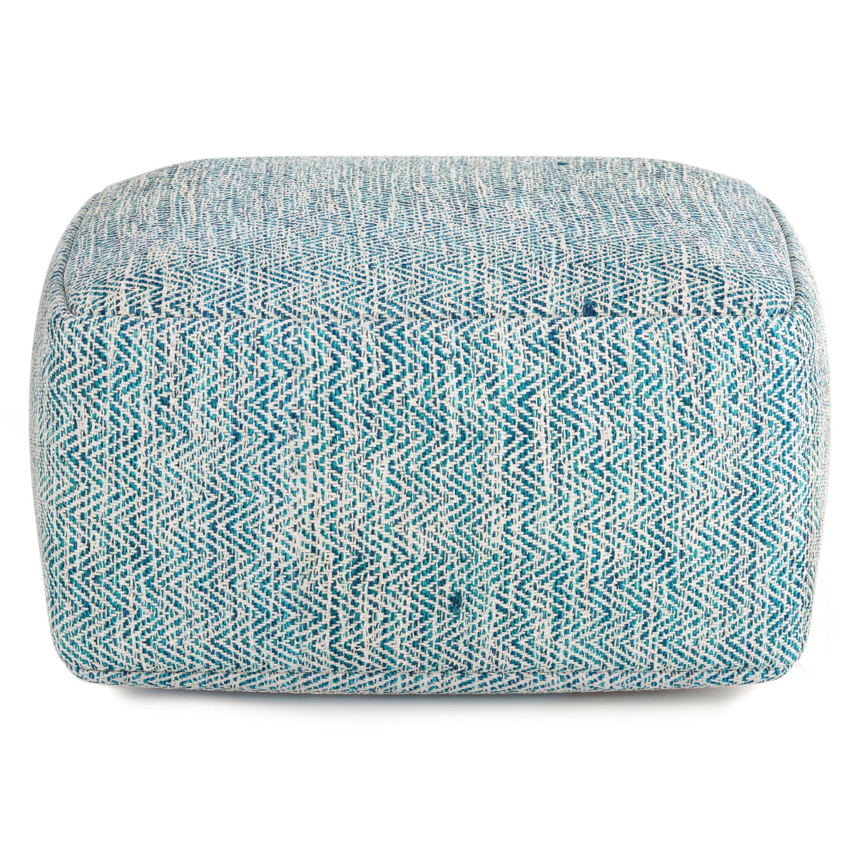 Simpli Home Cowan Blue Wool Square Pouf