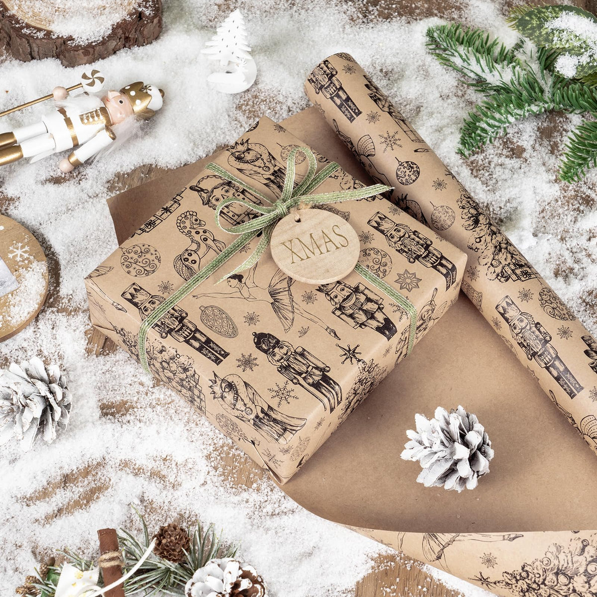 Blue Toile Christmas Wrapping Paper