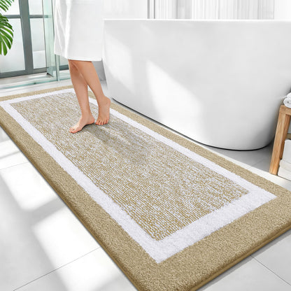 Navy and White Microfiber Bath Rug, 36 x 24