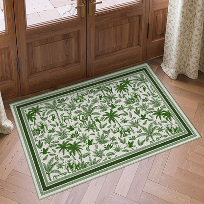 Washable French Toile Area Rug