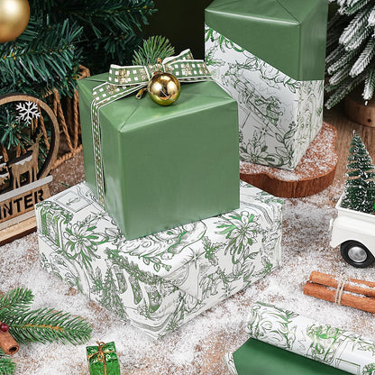 Reversible Toile Christmas Wrapping Paper