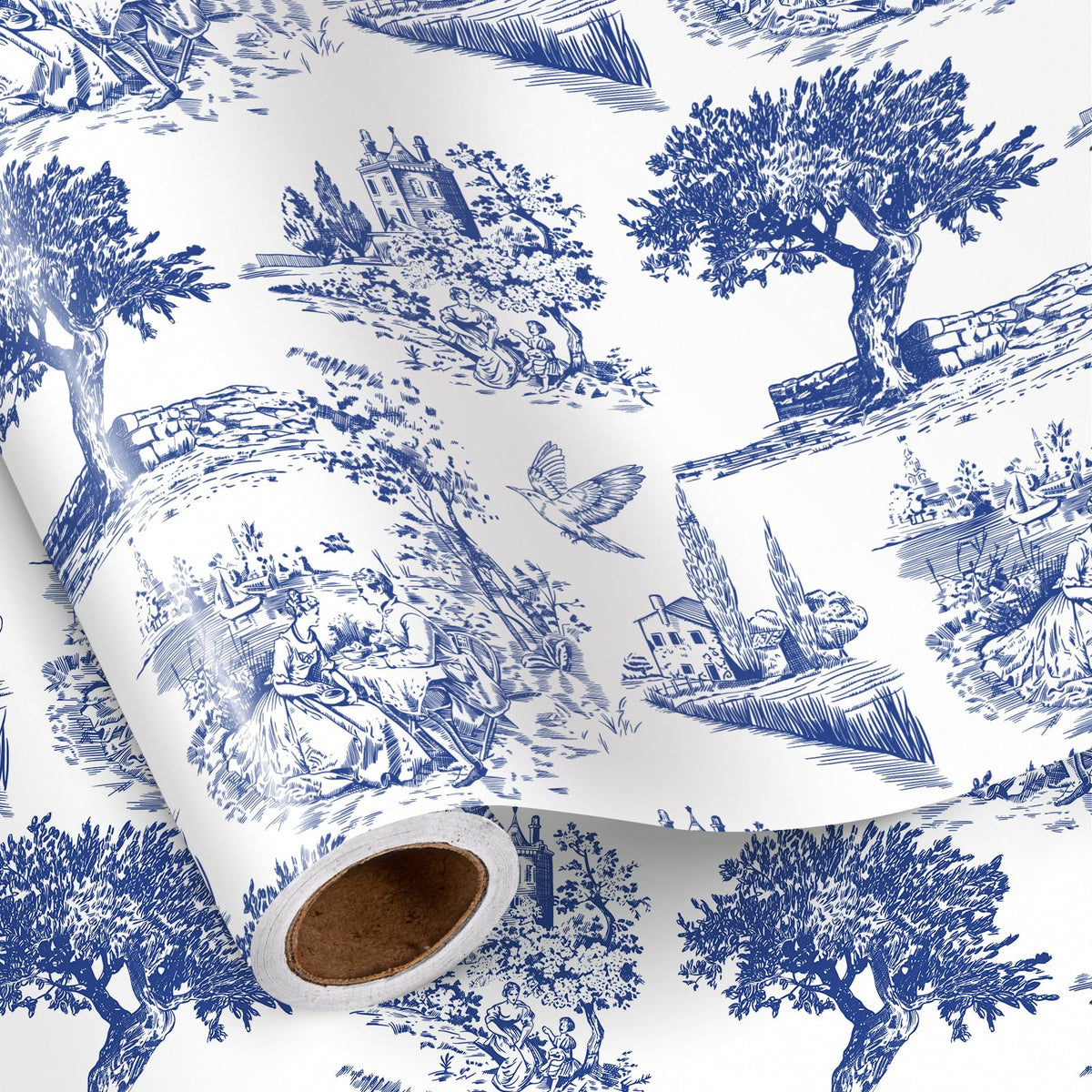 Reversible Toile Christmas Wrapping Paper