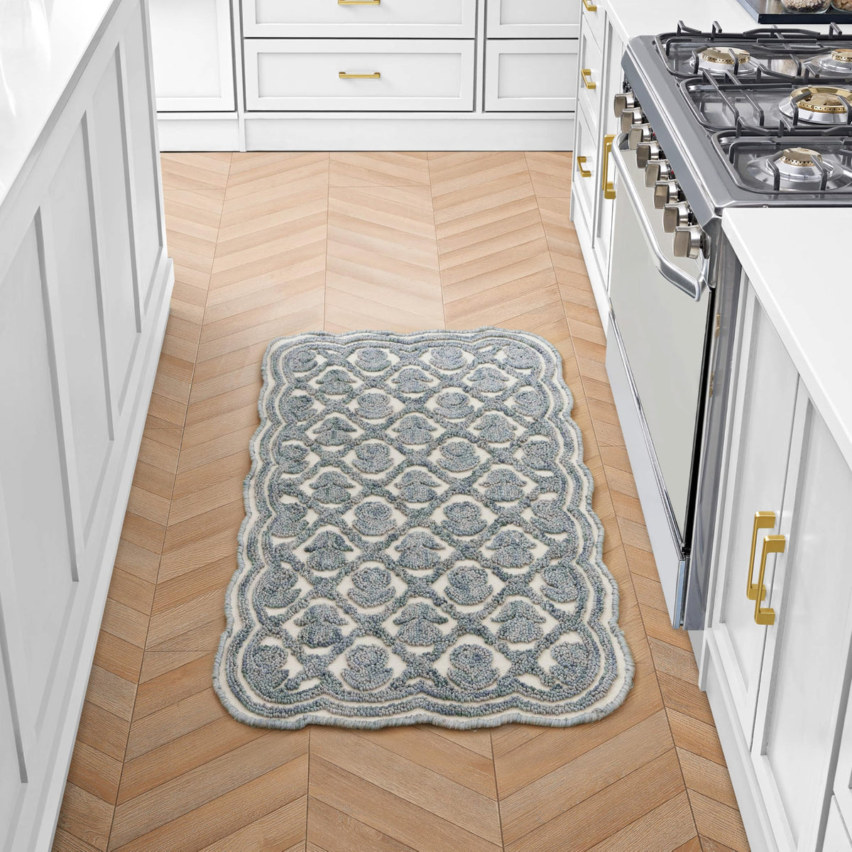 Laura Ashley Scalloped Washable Runner Rug