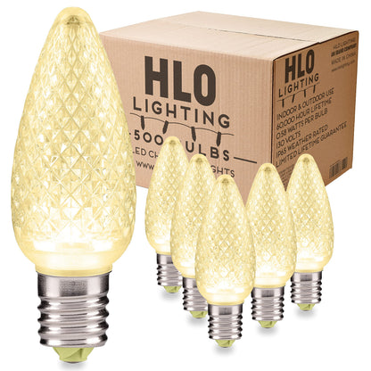Blue C9 Faceted LED Christmas Bulbs, Set of 25
