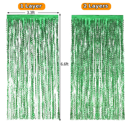 Navy Blue Foil Fringe Curtains, 4 Pack