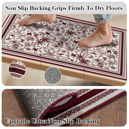 Washable French Toile Area Rug