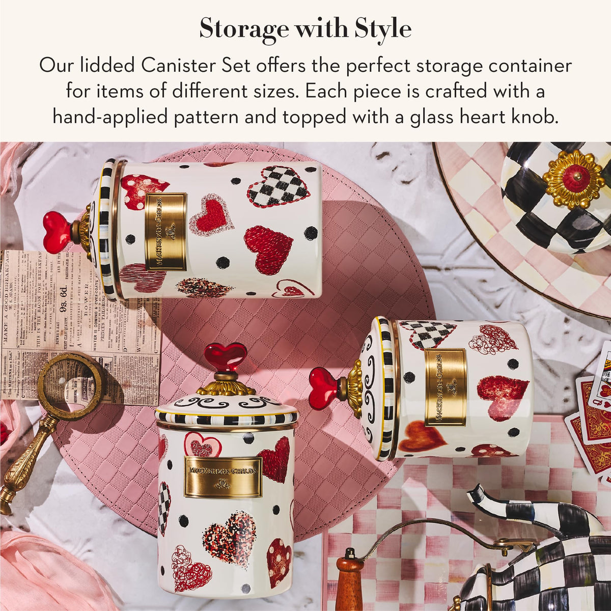 MacKenzie-Childs Enamel Canister Set, Royal Check