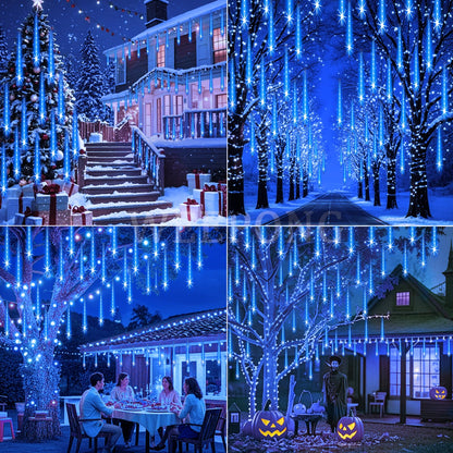 Blue Meteor Shower Christmas Lights, 8 Tubes