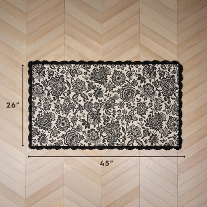 Laura Ashley Indigo Floral Crochet Border Runner Rug