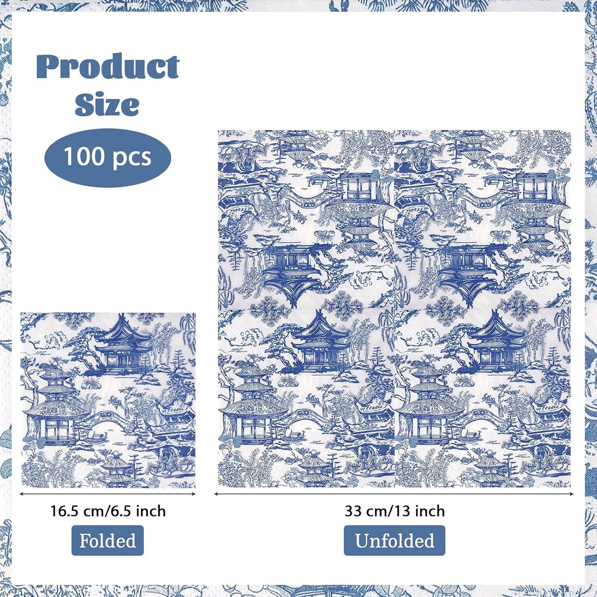 Blue Willow Chinoiserie Paper Napkins, 100 Count