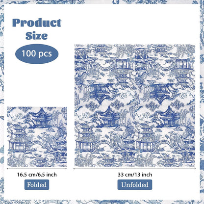 Blue Willow Chinoiserie Paper Napkins, 100 Count