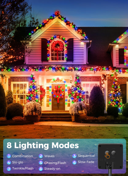 Solar Christmas String Lights, 100 LED, 40 ft