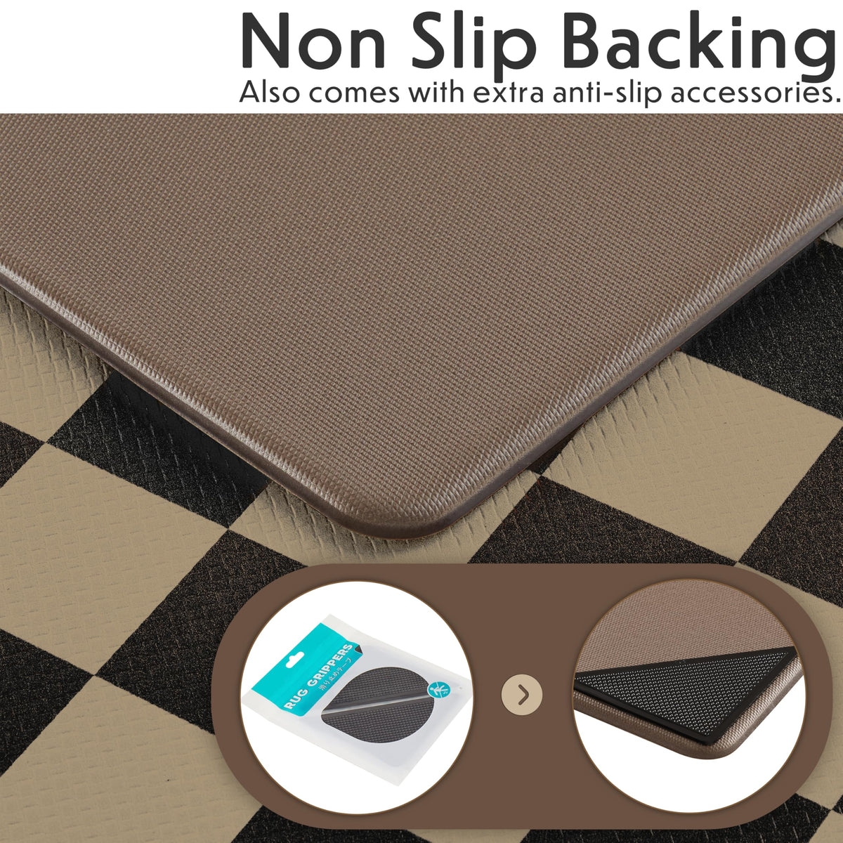 Navy Checkered Kitchen Mats, Set of 2