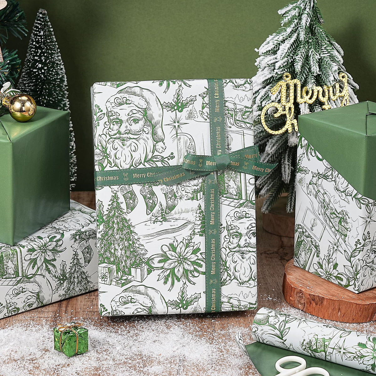 Reversible Toile Christmas Wrapping Paper
