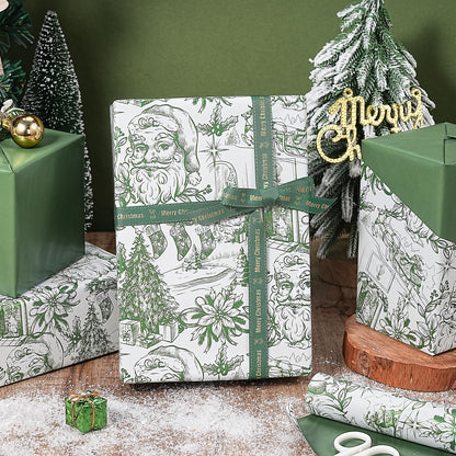 Reversible Toile Christmas Wrapping Paper