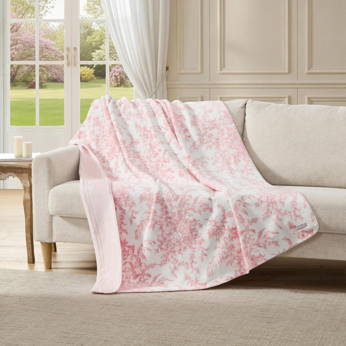 Laura Ashley Reversible Plush Throw, 50x70