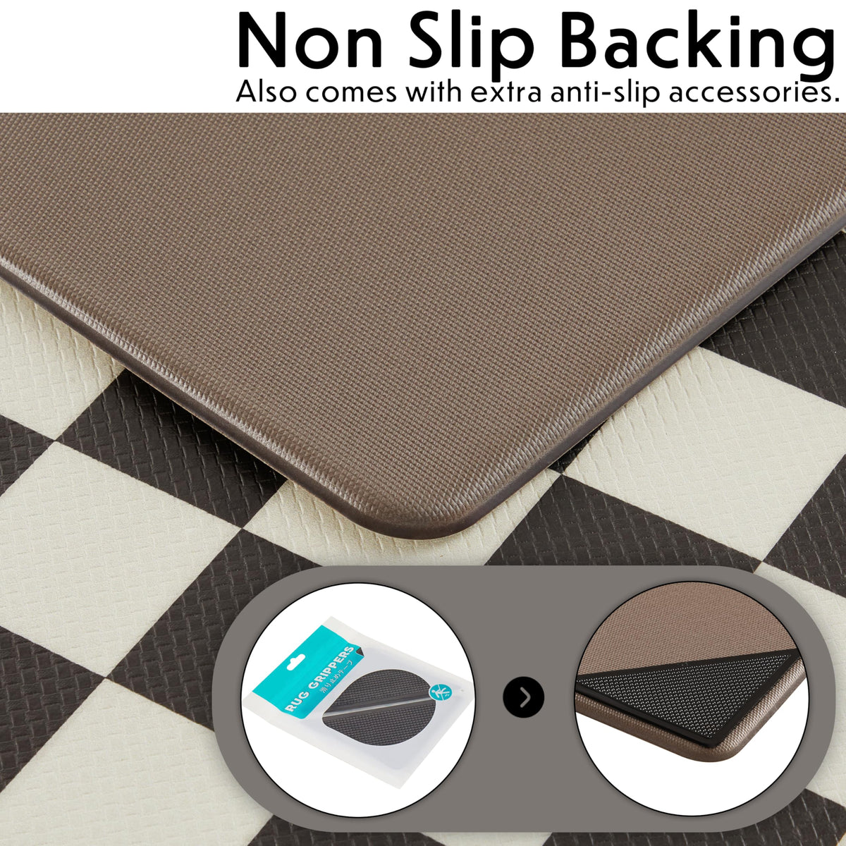 Navy Checkered Kitchen Mats, Set of 2