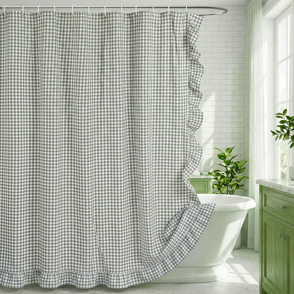 Ruffled Gingham Shower Curtain, 72 x 72