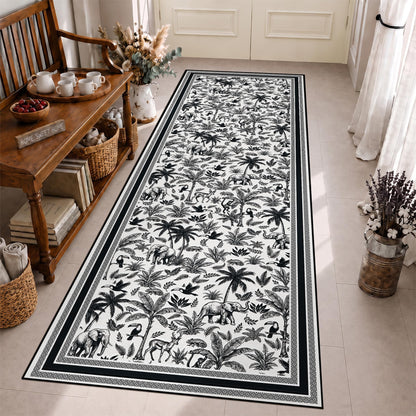 Washable French Toile Area Rug