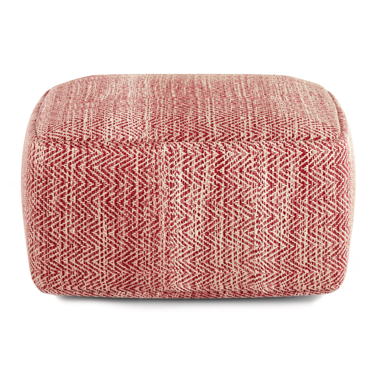 Simpli Home Cowan Blue Wool Square Pouf