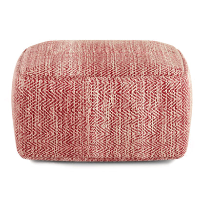 Simpli Home Cowan Blue Wool Square Pouf