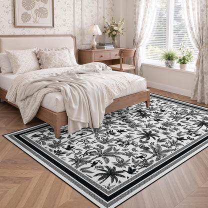 Washable French Toile Area Rug