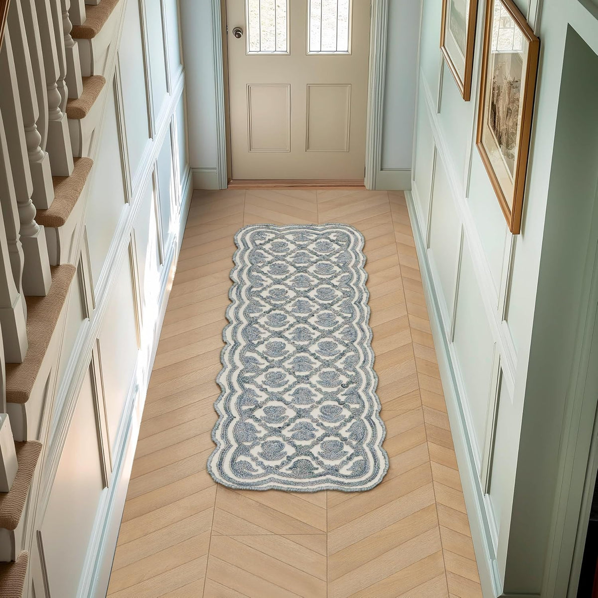 Laura Ashley Scalloped Washable Runner Rug
