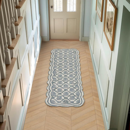 Laura Ashley Scalloped Washable Runner Rug