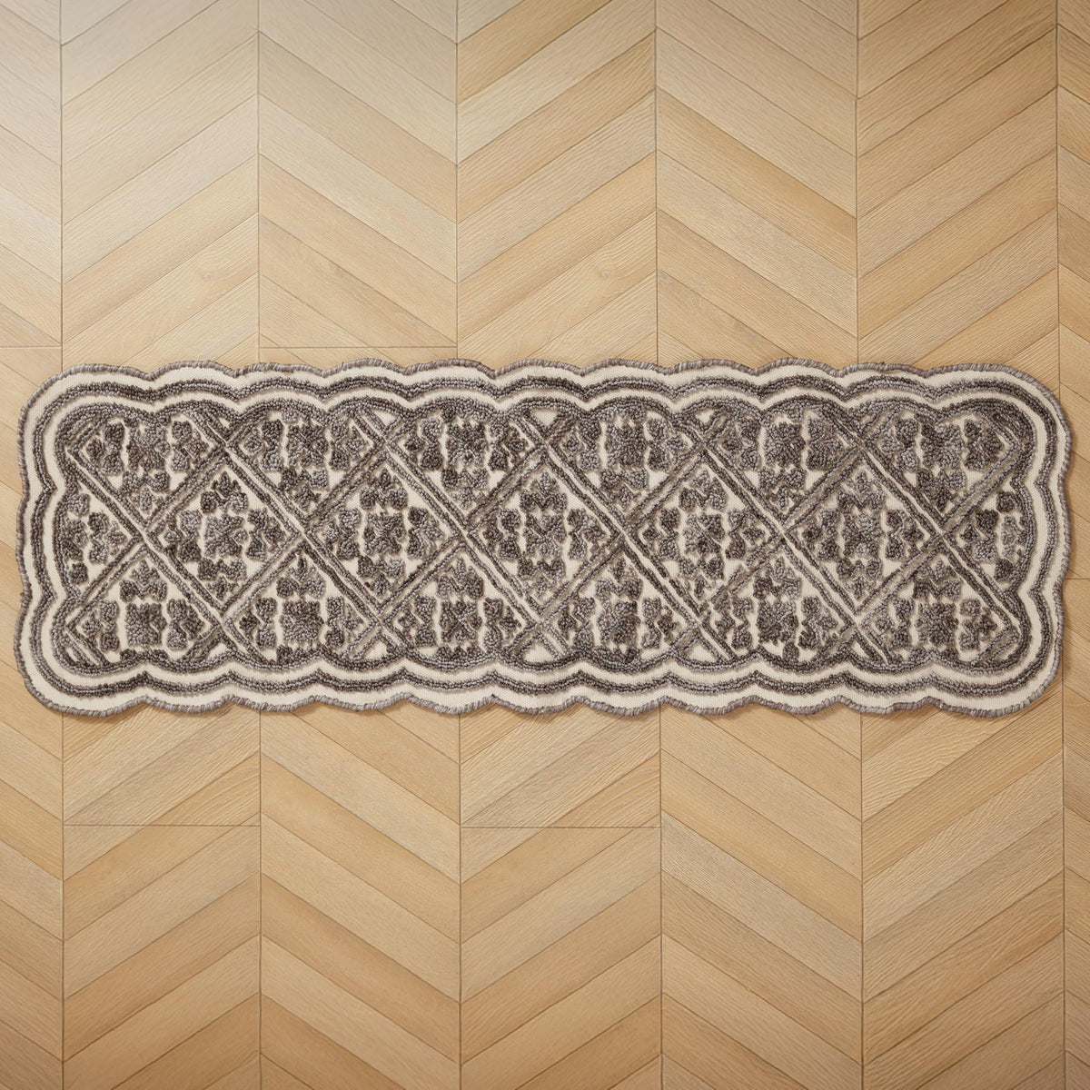 Laura Ashley Scalloped Washable Runner Rug