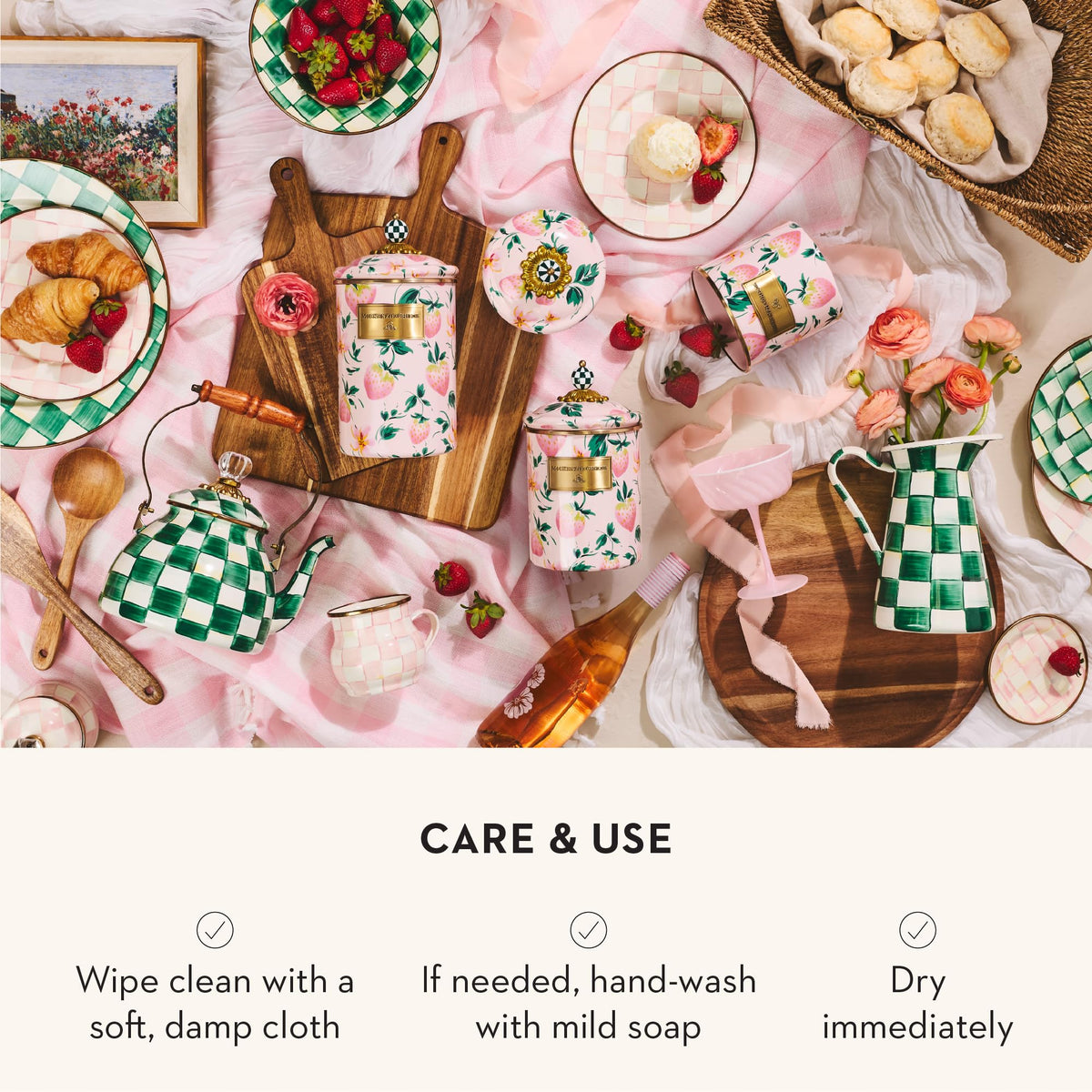 MacKenzie-Childs Enamel Canister Set, Royal Check